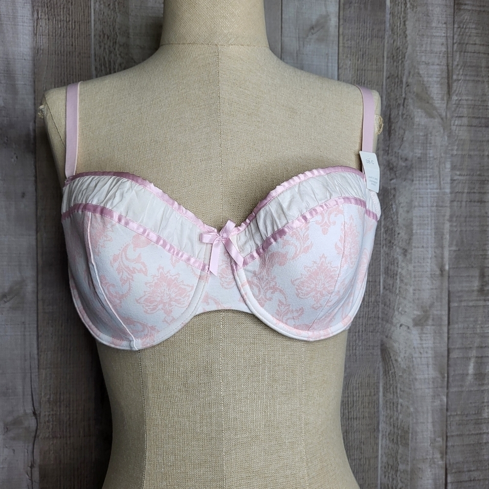 Elegant Pink and White Lace Bra